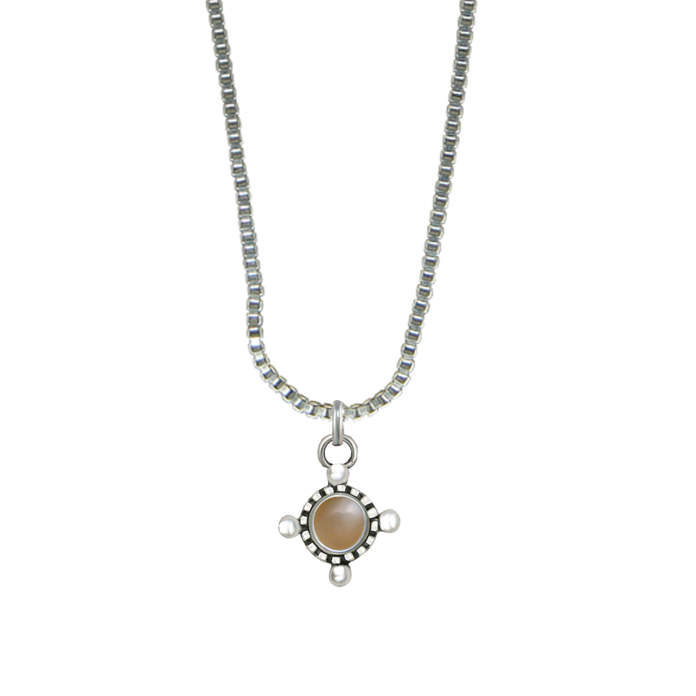 Sterling Silver Little Peach Moonstone Pendant Necklace